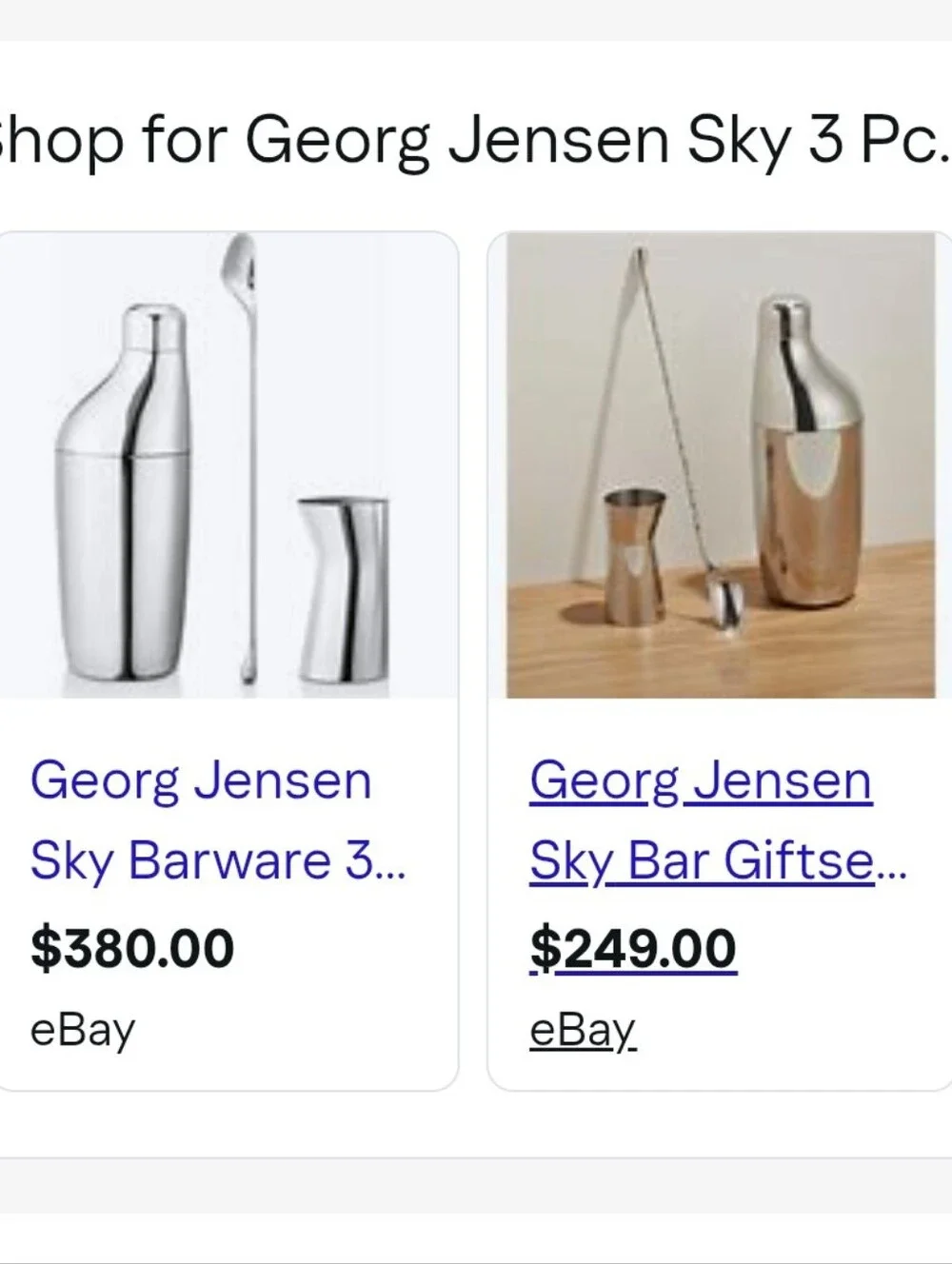 Georg JensenSky Cocktail Set - Shaker, Stirring Spoon and Jigger, 3 Piece